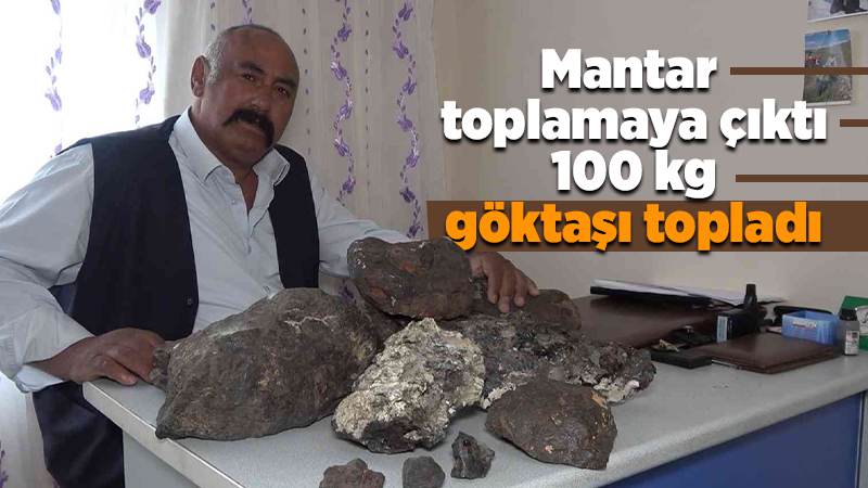 Mantar için çıktığı araziden irili ufaklı 100 kilogram ağırlığında gök taşı topladı