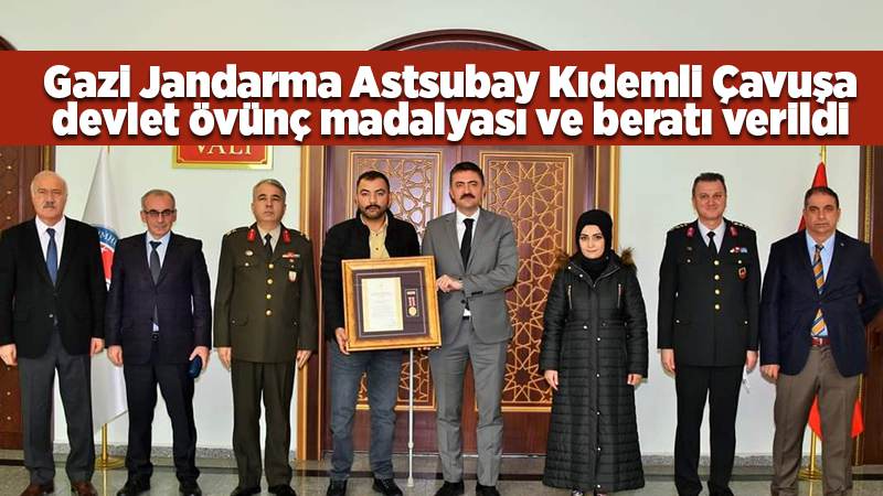 Kırıkkale’de Gazi Jandarma  Astsubay Kıdemli  Çavuşa devlet övünç madalyası ve beratı verildi