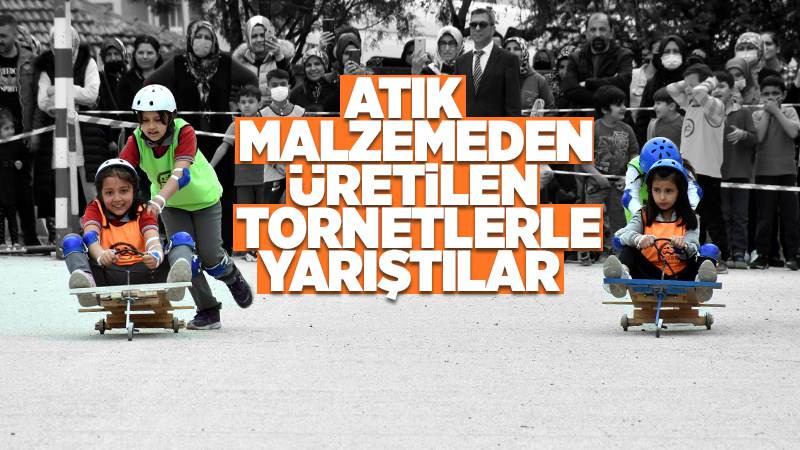 Öğrenciler atık malzemelerden yaptıkları tornetle yarıştı