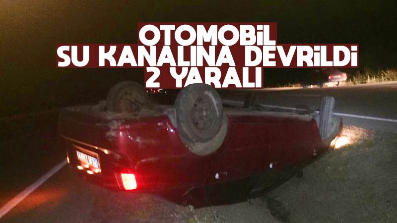 Otomobil su kanalına devrildi