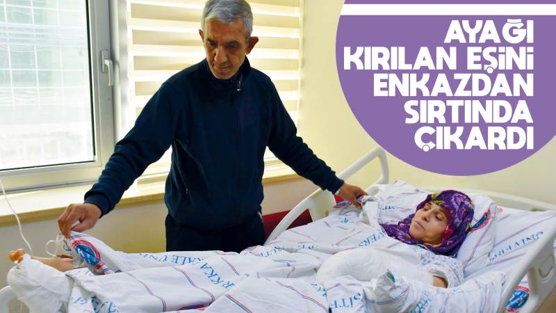 Ayağı kırılan eşini enkazdan sırtında çıkardı 