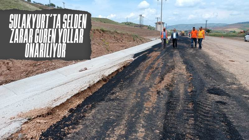 Sulakyurt'ta selden zarar gören yollar onarılıyor