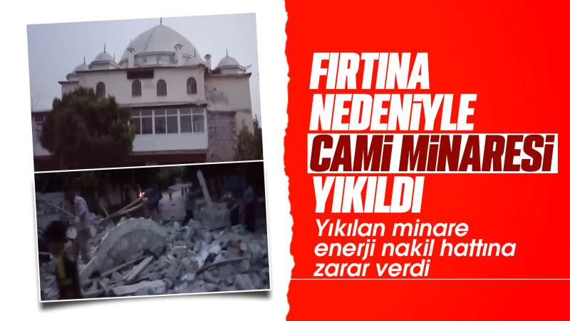 Kırıkkale'de fırtına nedeniyle minare yıkıldı