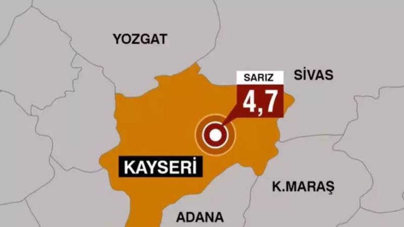 Kayseri’ de 4.7  büyüklüğünde deprem