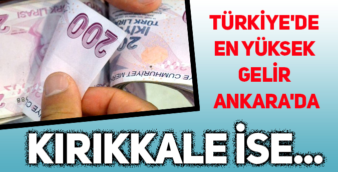 Türkiye'de En Yüksek Gelir Ankara'da