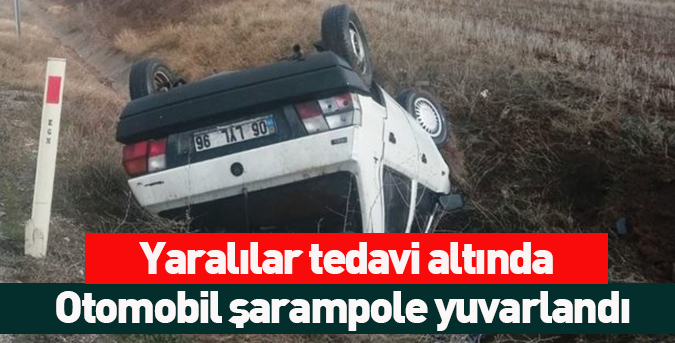 Otomobil şarampole yuvarlandı