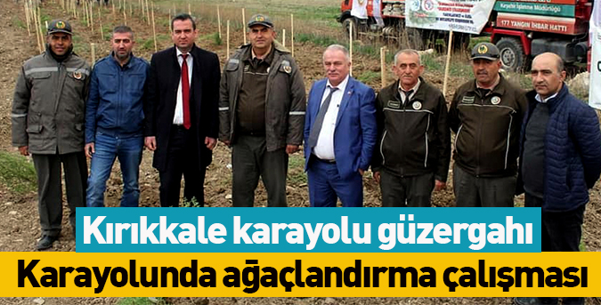 Karayolunda ağaçlandırma çalışması