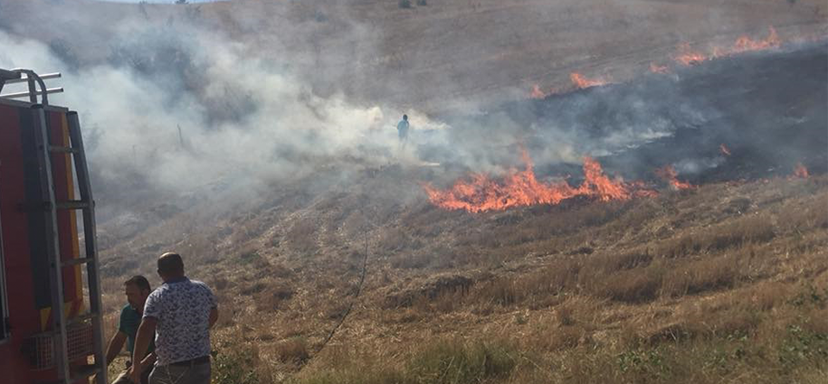 Sulakyurt'ta 50 dönümlük arazide anız yangını