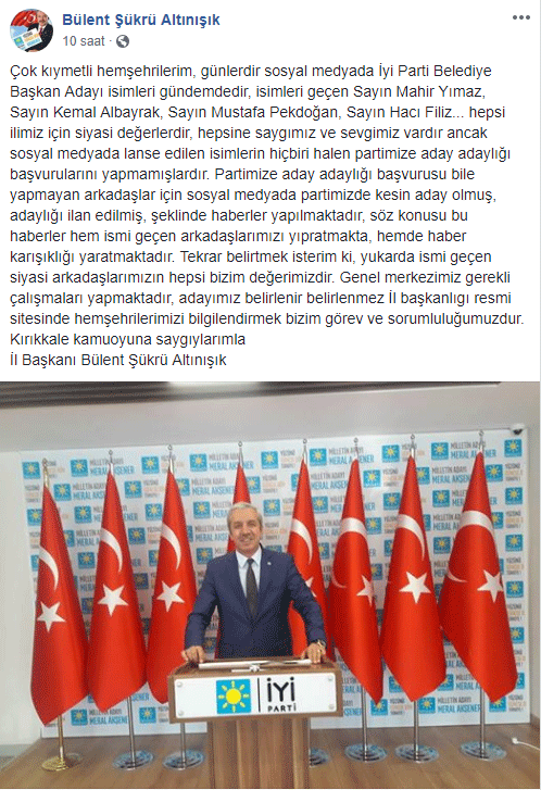 Altınışık’tan Belediye Başkan Adayı Açıklaması