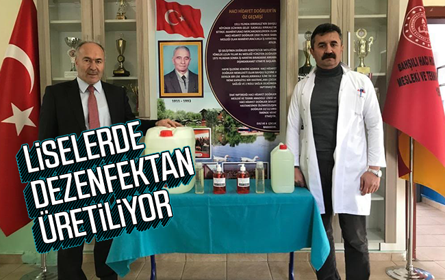 Liselerde dezenfektan üretiliyor