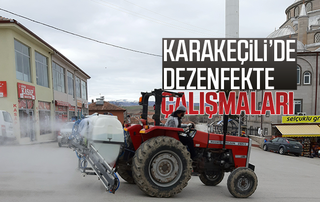 Karakeçili’de koronavirüse karşı dezenfekte işlemi 