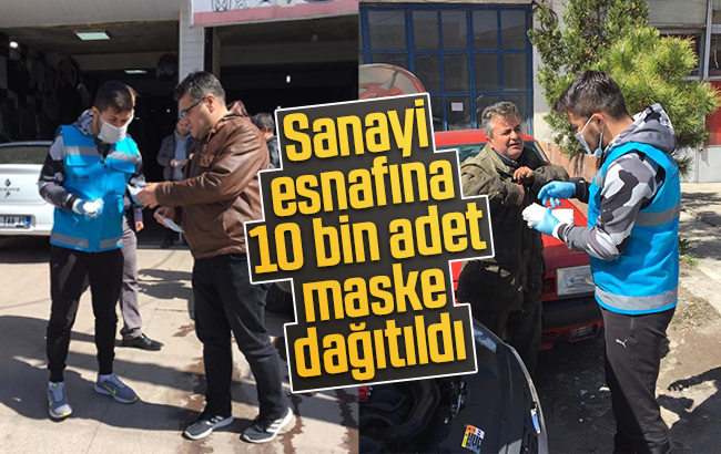 Sanayi esnafına maske dağıtıldı