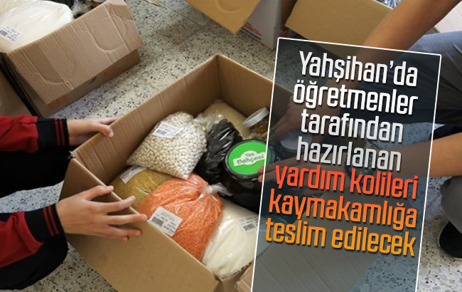 Öğretmenlerin hazırladığı yardım kolileri kaymakamlığa teslim edilecek