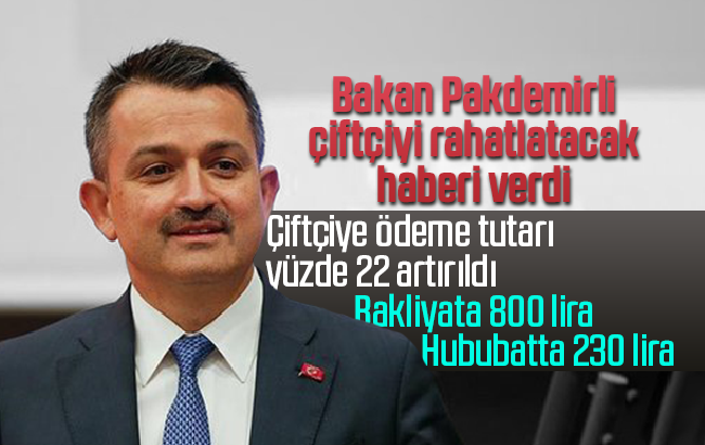 Çiftçiye ödeme tutarı yüzde 22 artırıldı