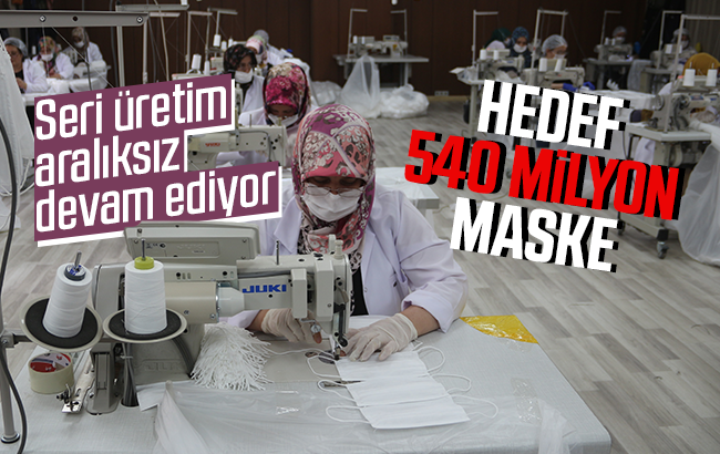 Seri üretim aralıksız devam ediyor: Yıllık hedef, 540 milyon maske