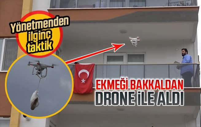 Drone ile bakkaldan ekmek aldı