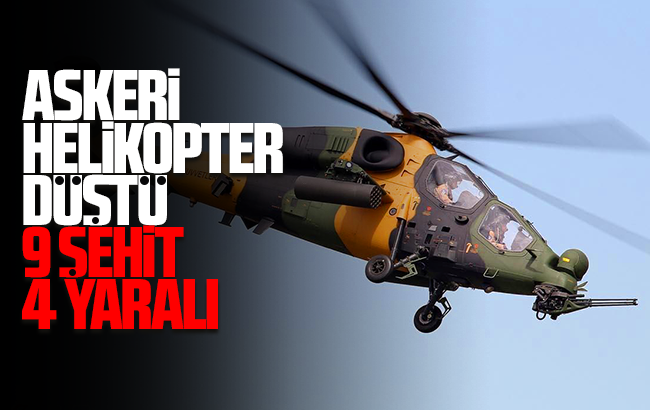 Bitlis’te askeri helikopter düştü: 9 şehit, 4 yaralı