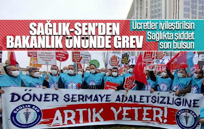 Sağlık-Sen, bakanlık önünde grev yaptı