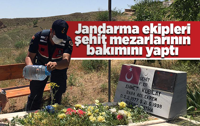 Kırıkkale'de şehit mezarlarının bakımı jandarma tarafından yapıldı