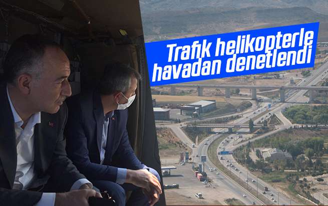 Trafik helikopterle havadan denetlendi