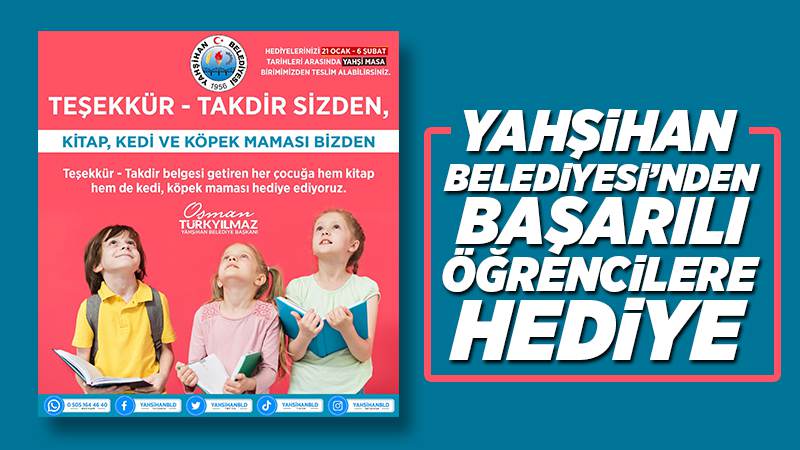 Yahşihan Belediyesi’nden başarılı öğrencilere hediye